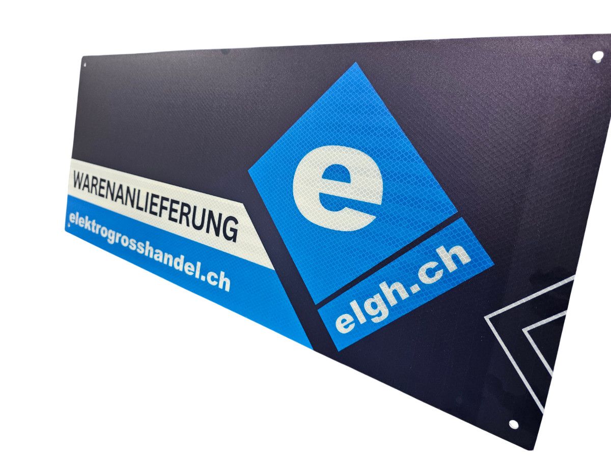 Abladetafel "elektrogrosshandel.ch" - Gross 750x300x3mm, Reflektierende Folie