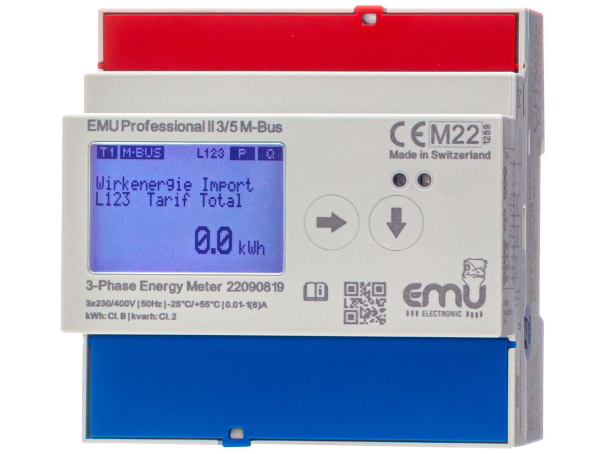 REG-Energiezähler EMU Professional II 3×5A indirekt MID S0 M-Bus