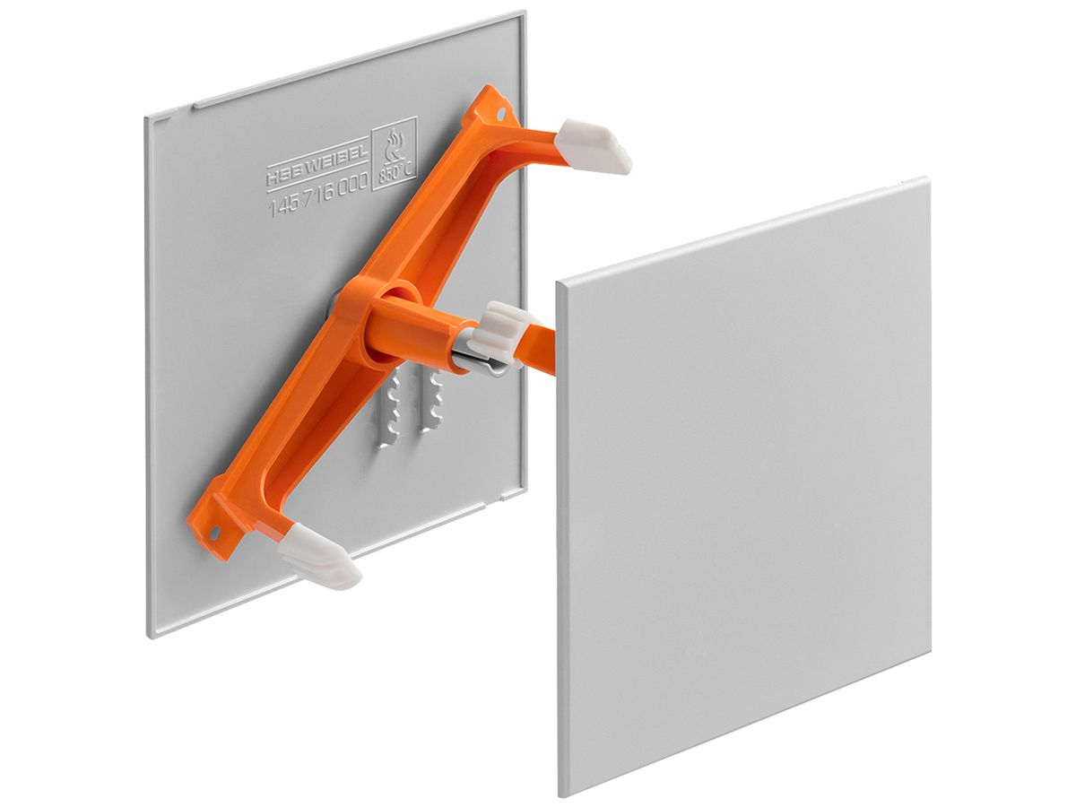 Steckdeckel HSB Slim mit Diagonalsteg, 130×130mm, hellgrau halogenfrei