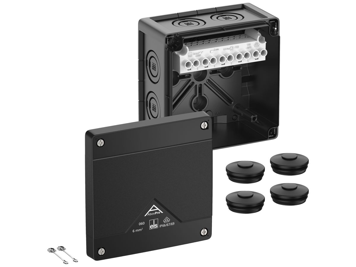 AP-Abzweigdose Spelsberg Abox Pro 060-6²/sw 127×127×75mm IP69 sz