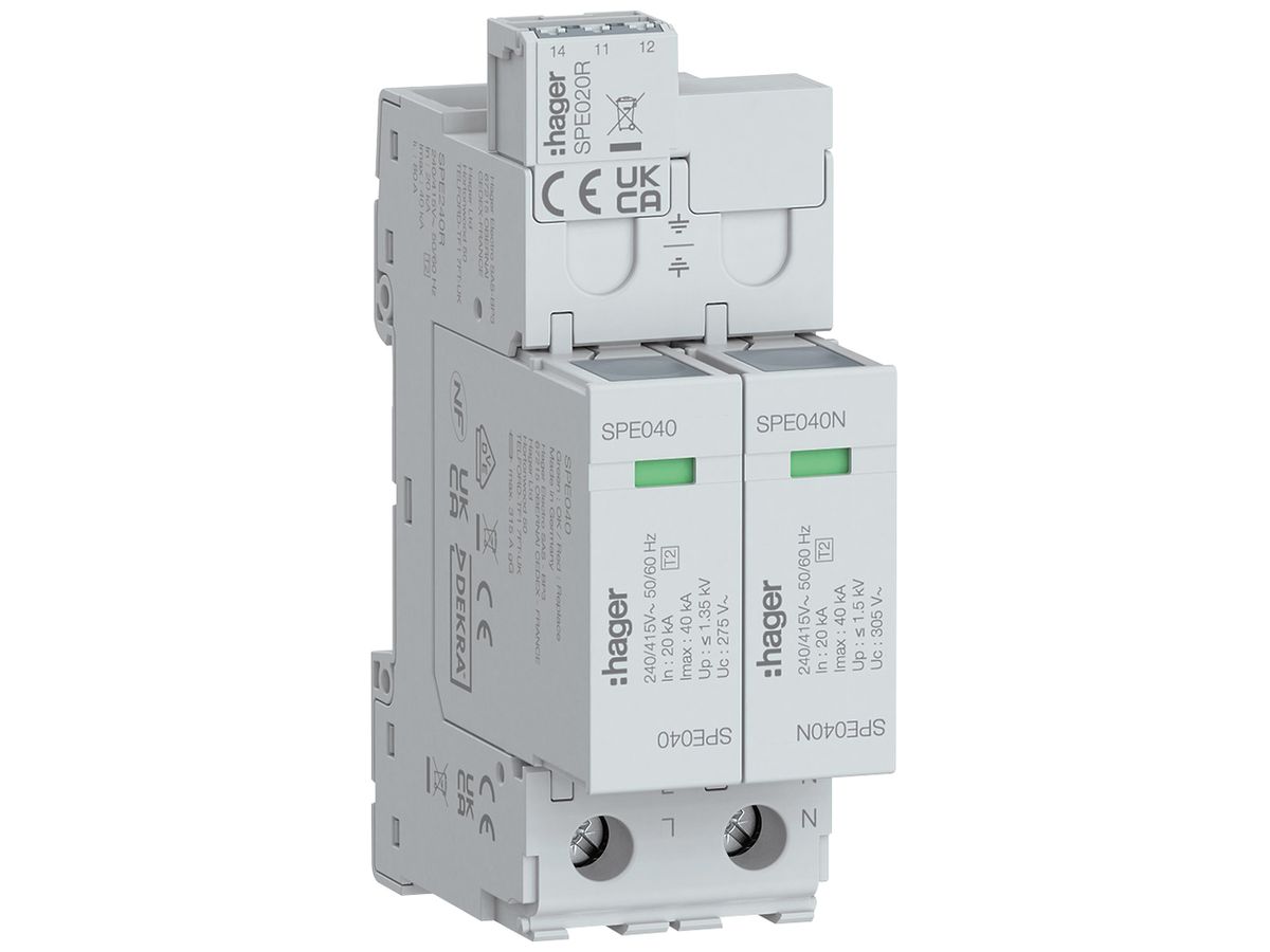 Überspannungsableiter SPD Typ 2 TN-S TT 2P 415V 315A 80A 50mm² 35mm² 2 TE