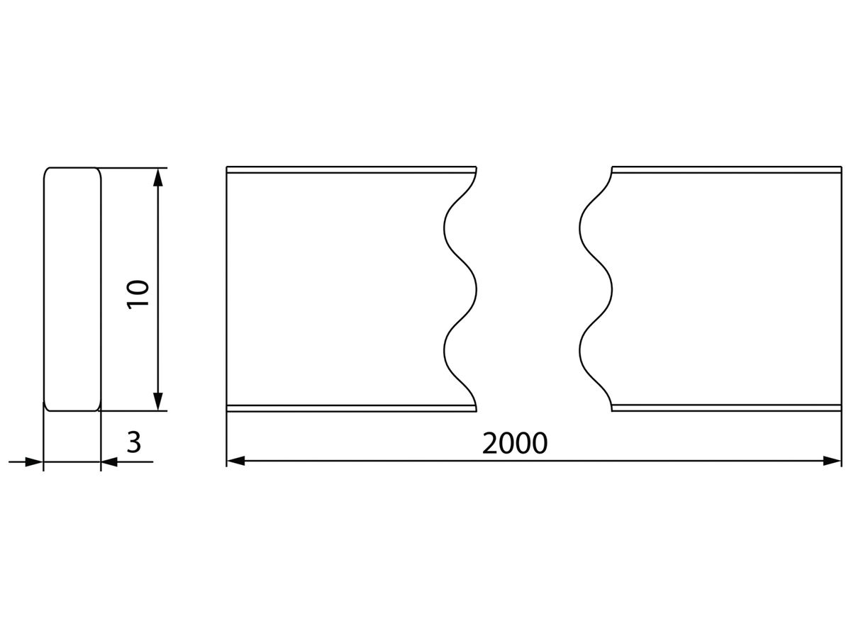 Sammelschiene Hager uniway, Kupfer blank, 10×3mm, Länge 2m