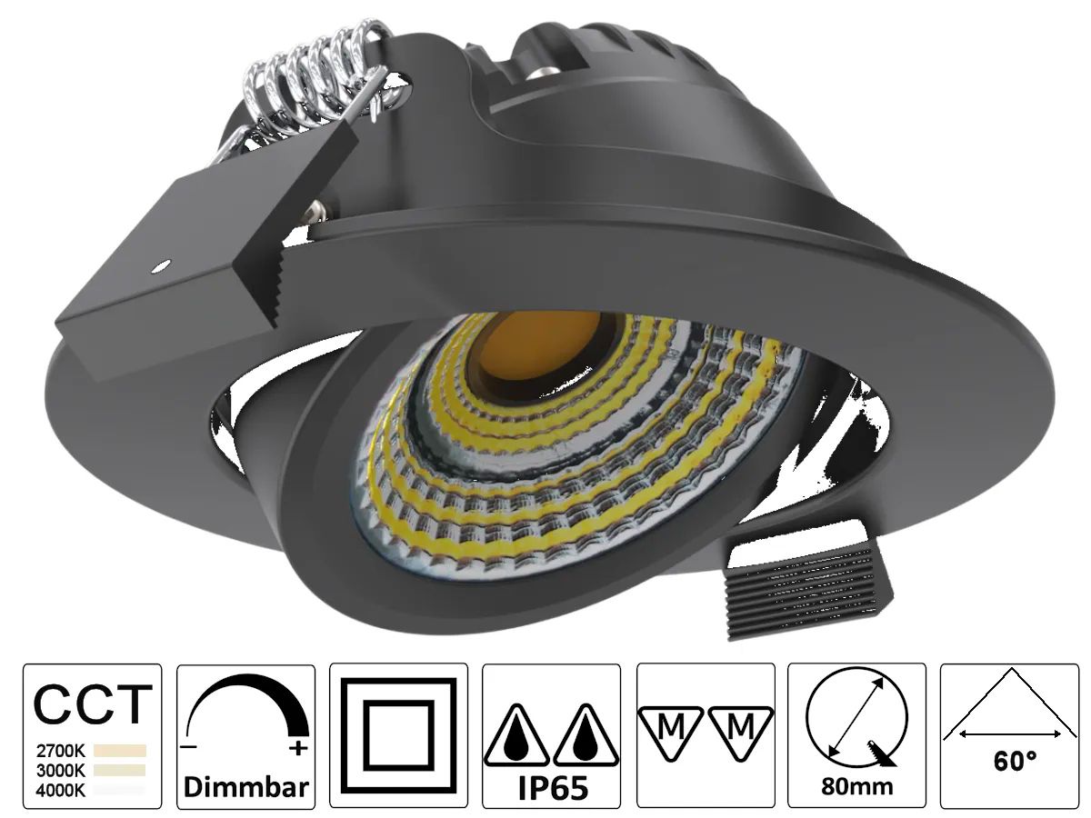 EB-LED Spot MILO 5W/8W sz 3CCT IP65 - 100lm/W,2700/3000/4000K,dimmbar 75-85mm