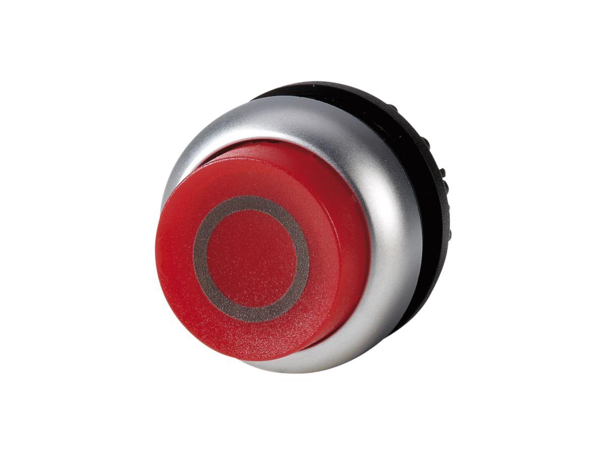 Leucht-Drucktaste ETN RMQ hoch rot O, rastend, Ring verchromt