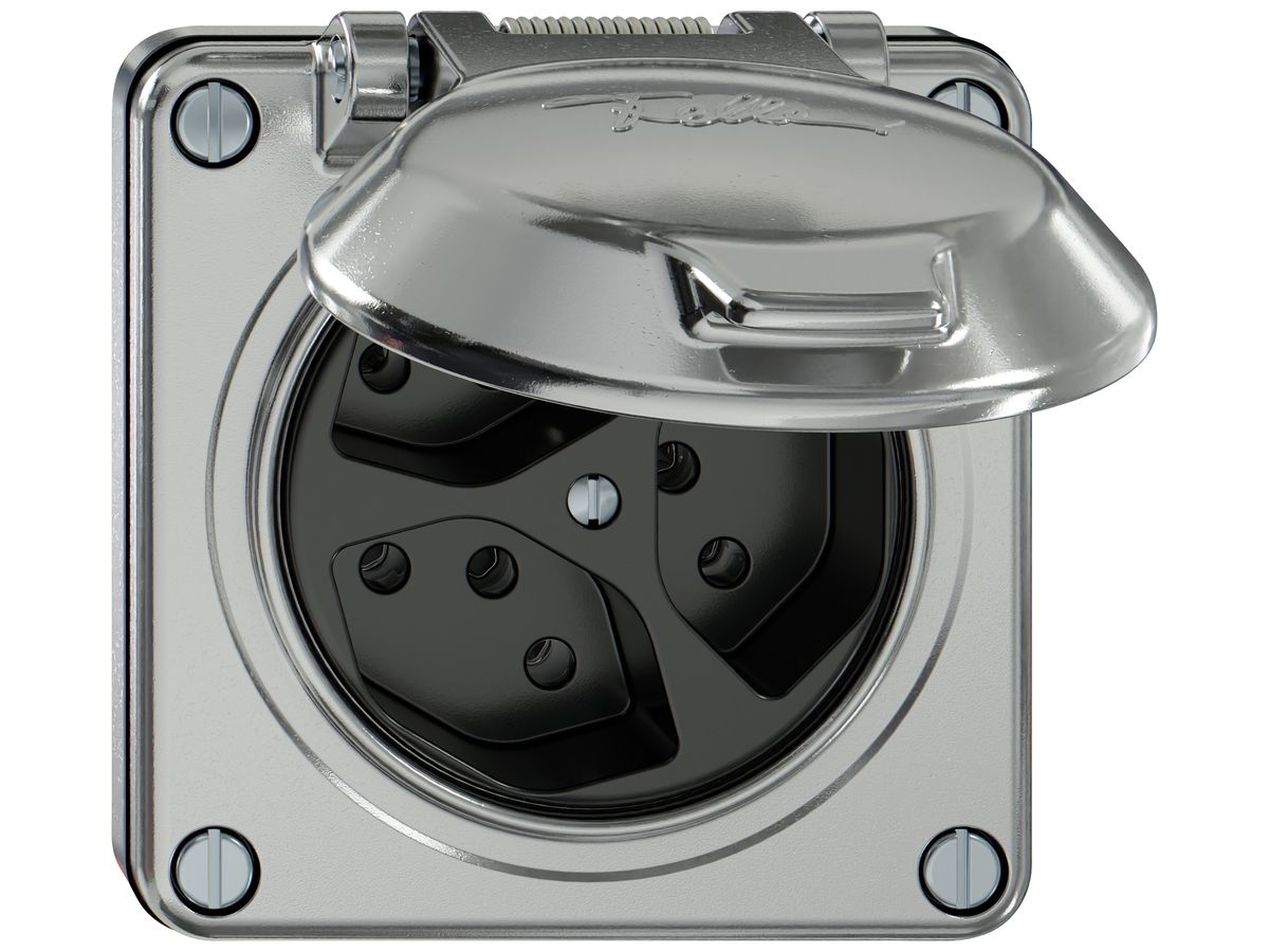 UP-Steckdose ELEMENT 3×Typ 13 10A 250V IP20 mit Klappdeckel aluminium