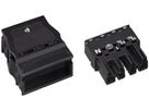 Stecker WAGO 4L, schwarz mit Zugentlastunggehäuse