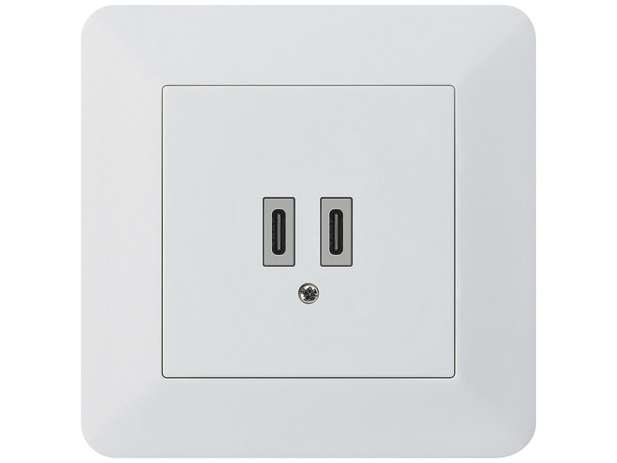 UP-USB-Ladesteckdose Hager kallysto.trend C-C 20W 5V 94×94mm weiss