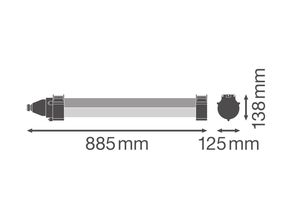 LED-Feuchtraumleuchte LEDVANCE DP MAX 25W 3500lm 840 IP66 885mm grau