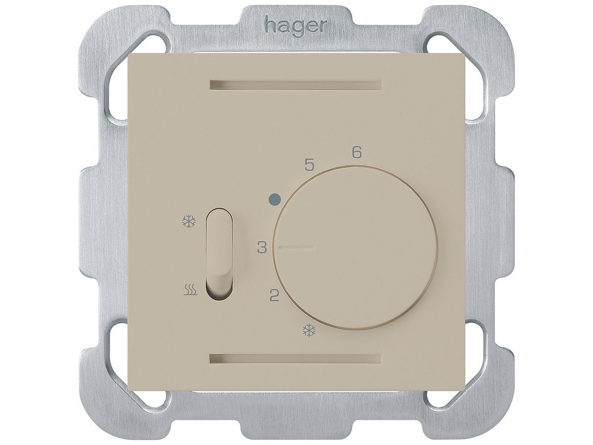 UP-Thermostat Hager kallysto B, mit Schalter Heizen/Kühlen, beige