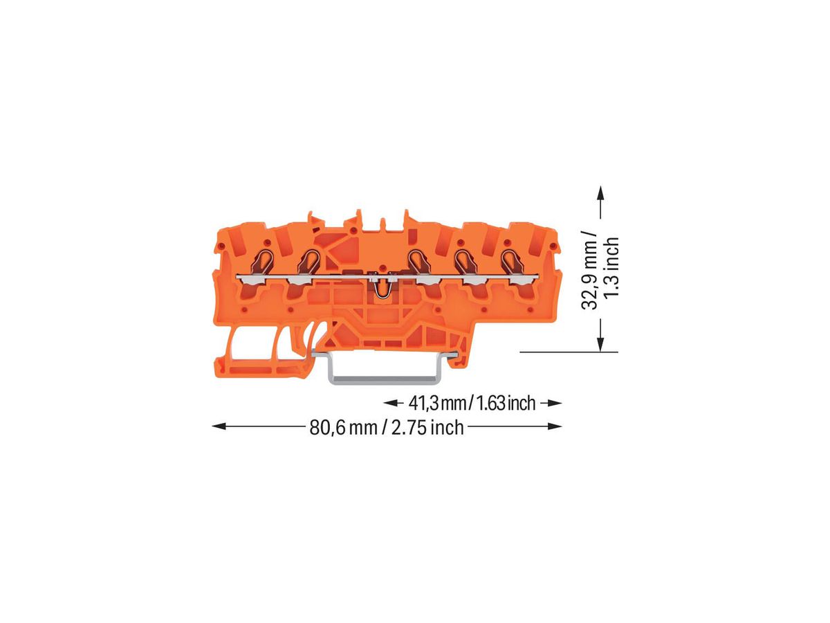 Durchgangs-Reihenklemme WAGO TOPJOB S 1.5mm² 18A 800V 1Etg×5P Ex orange
