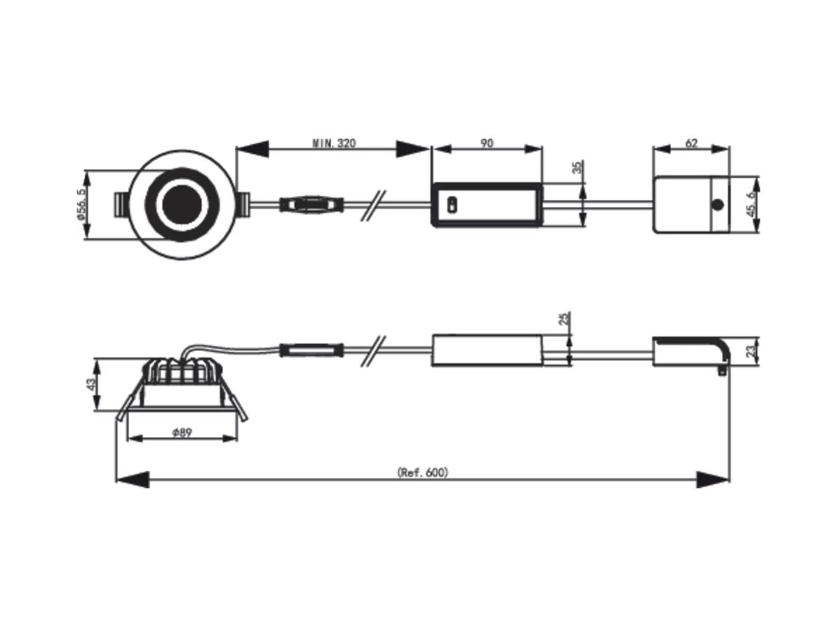 EB-LED-Spot Philips Ledinaire Clear 6W 550lm 827/830/840 IP20/65 40° DIM Ø89 ws