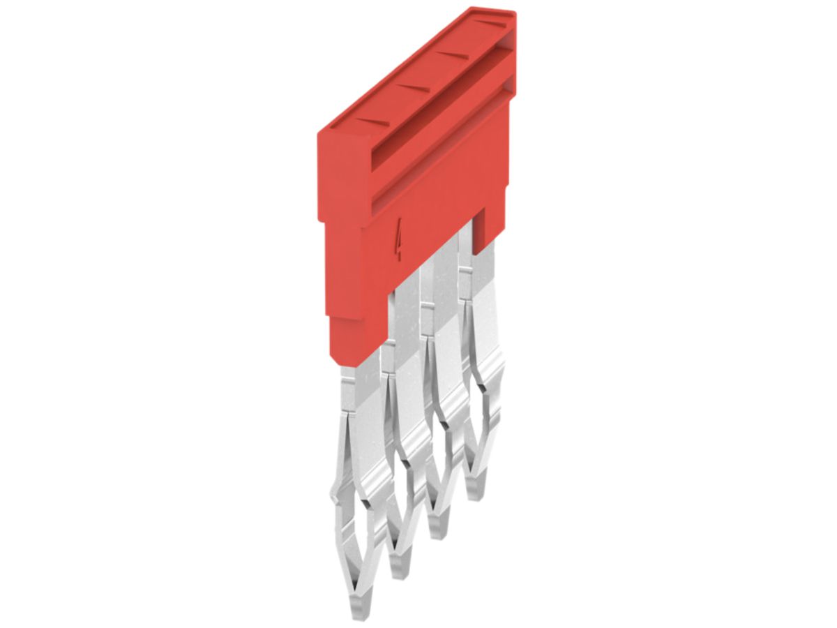 Querverbinder Weidmüller ZQV 4N/4 gesteckt 4L 6.1mm isoliert 32A rot