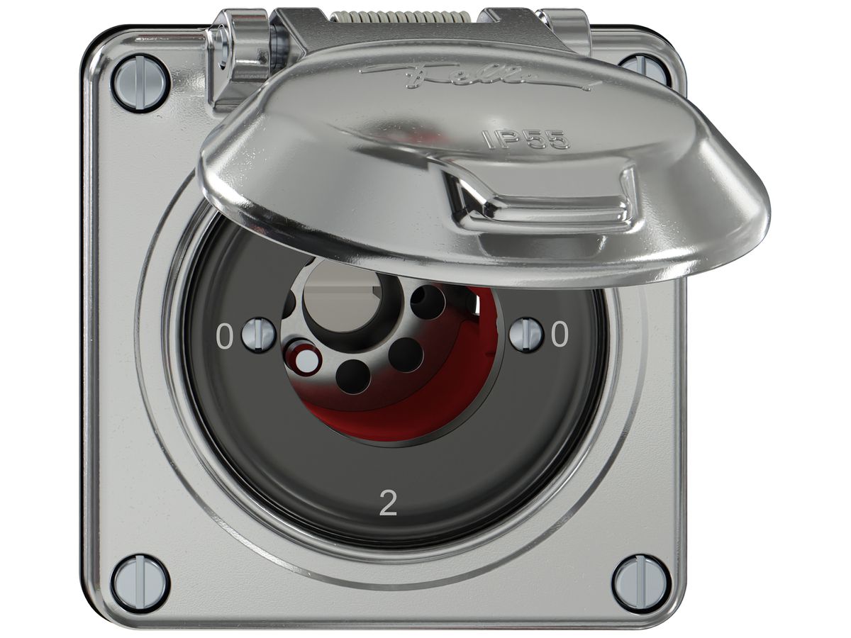 Schlüsselschalter ELEMENT SNAPFIX® 2/1L Klappdeckel 16A 400V 0-1-0-2 alu