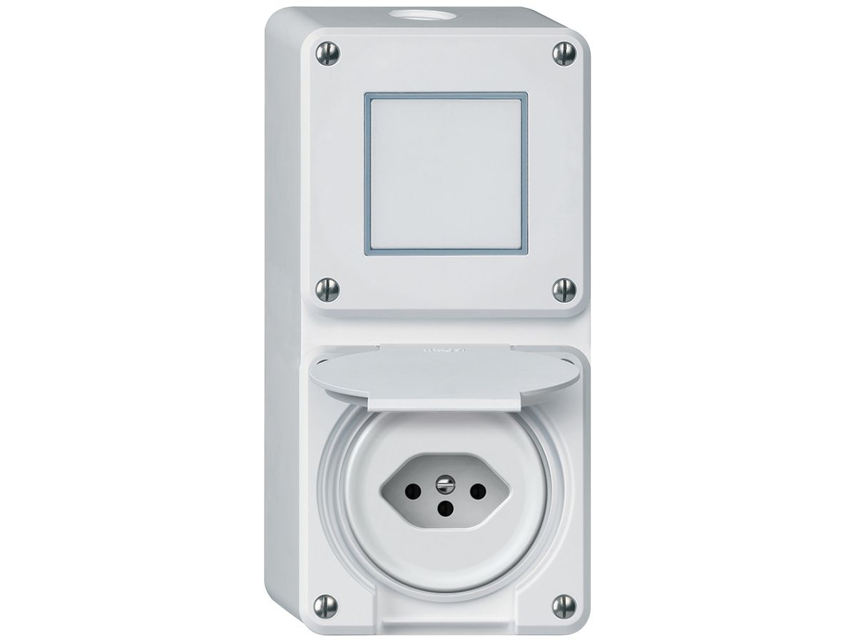 AP-Kombination robusto Wechselschalter Steckdose T13 86×146mm weiss