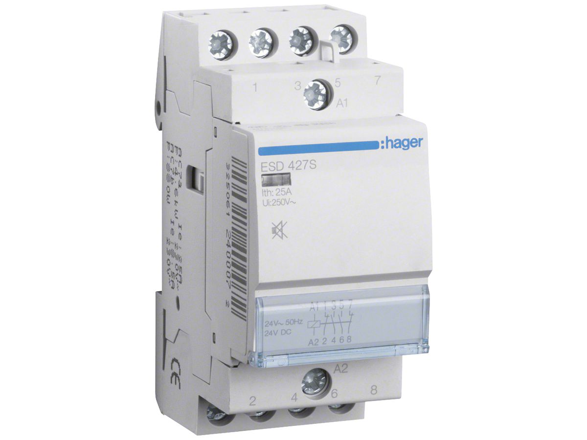 REG-Schütz Hager 24VAC 2 Schliesser 2 Öffner 25A brummfrei 2TE