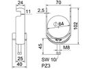 Schnellverleger BET 2056 F-Fuss Kunststoff 58…64mm 1×Kabel Stahl tfZn