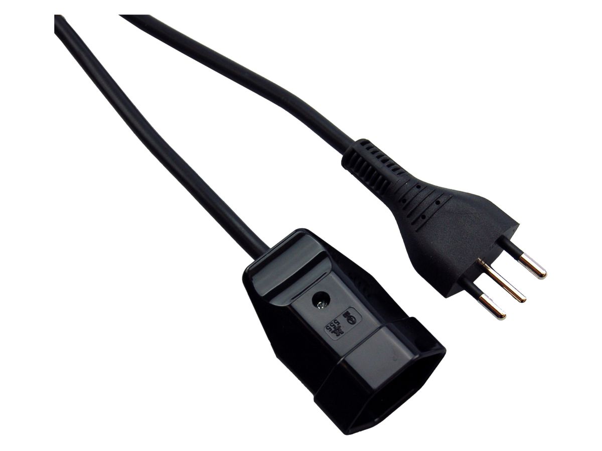 Verlängerung Gd 3×1 2m schwarz, Stecker T12+Kupplung T13 mont.