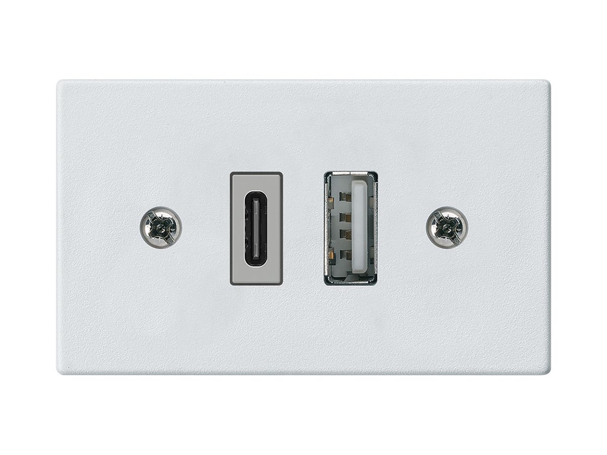 EB-USB-Ladesteckdose Hager FLF 18W PD 1×Typ A + 1×Typ C weiss