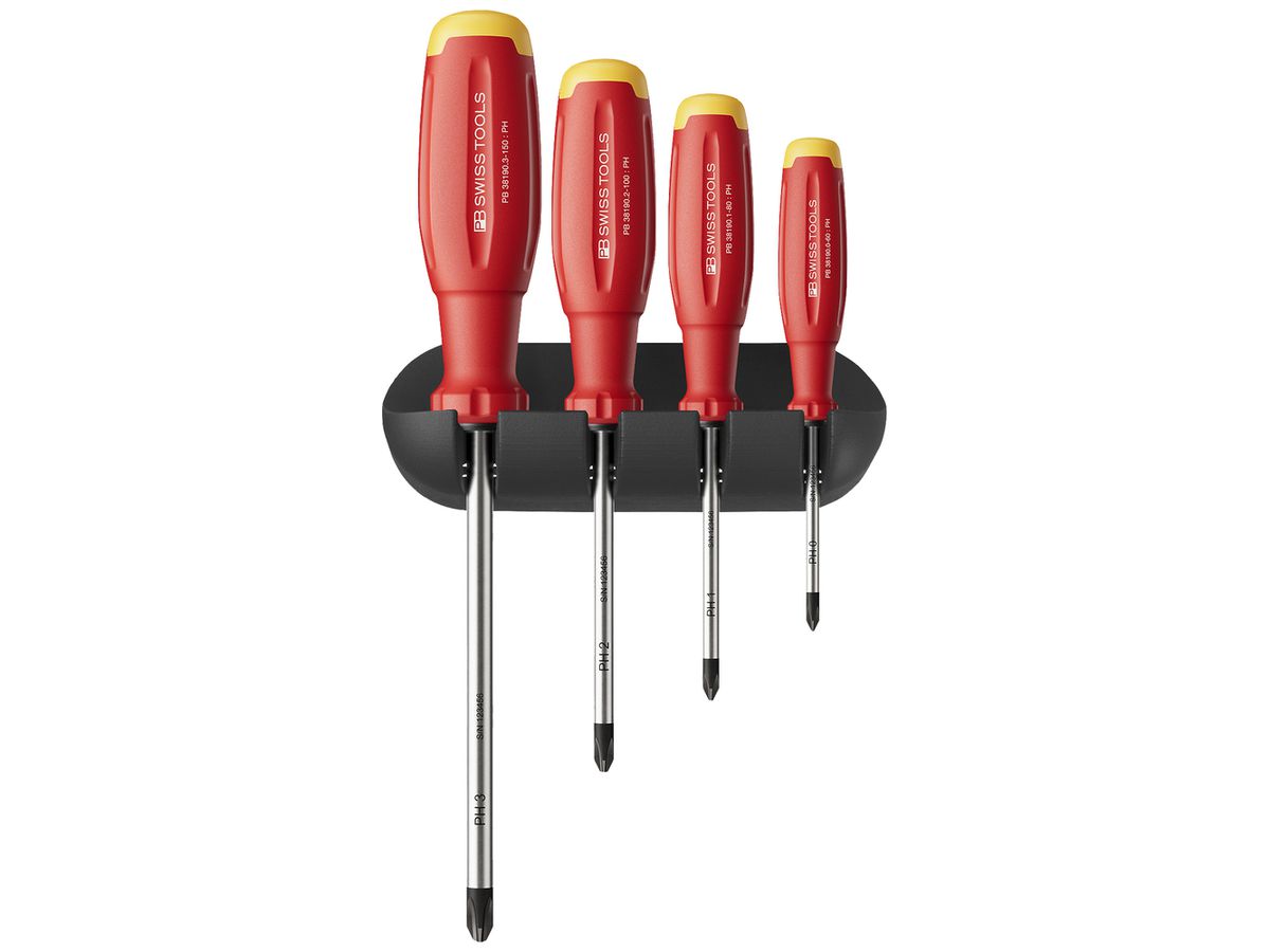 Schraubenzieher-Set PB SwissGrip Evo 4-tlg Wandhalterung