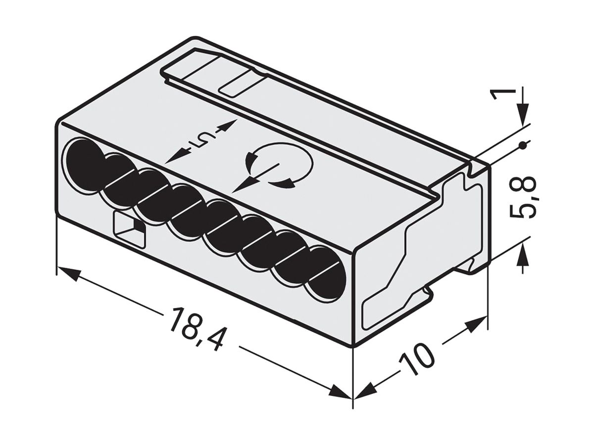 Verbindungsklemme WAGO MICRO für Draht 8×0.6…0.8mm grau