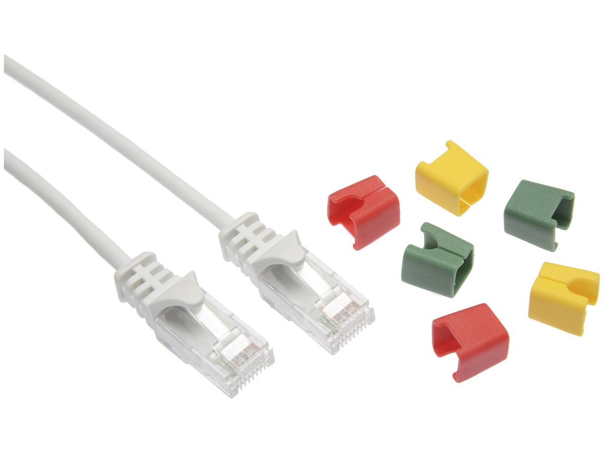 Patchkabel RJ45 CeCoNet Thin, Kat.6A U/UTP, rund, kodierbar, weiss, 2m