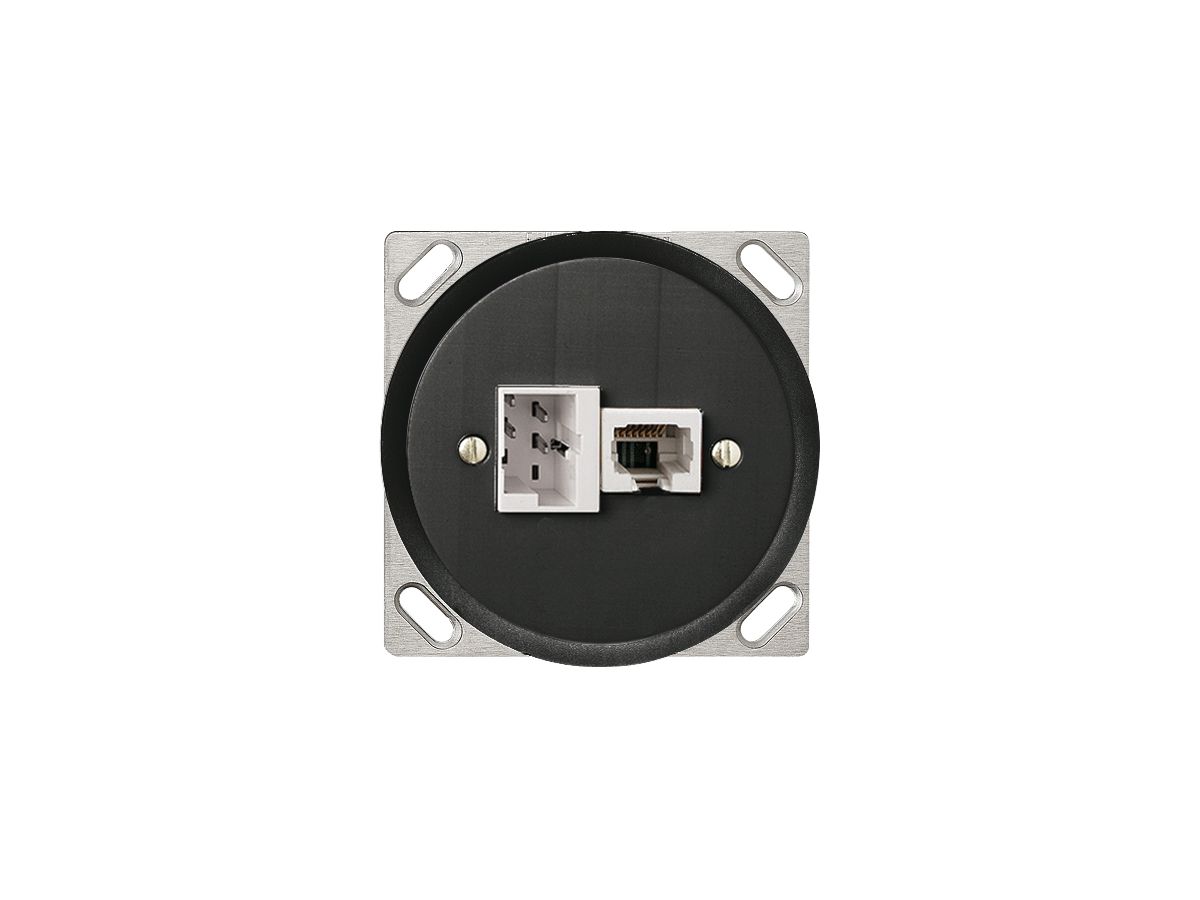 EB-Dose 1×T+T,1×RJ45/u 4P schwarz ITplus Standard 58mm/70×70 ITM