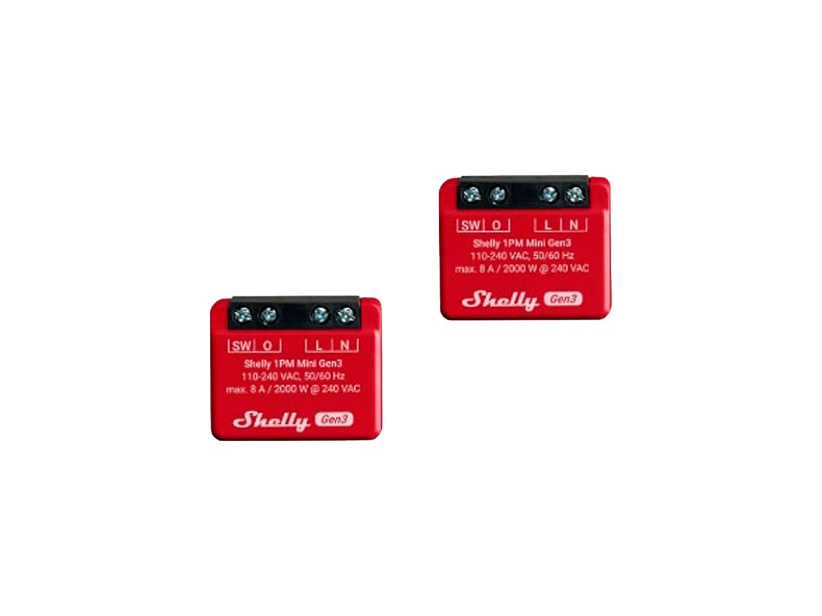 EB-RF-Schaltaktor Shelly 1PM Mini Gen3 Wi-Fi/Bt 1-Kan 240V 2Stk
