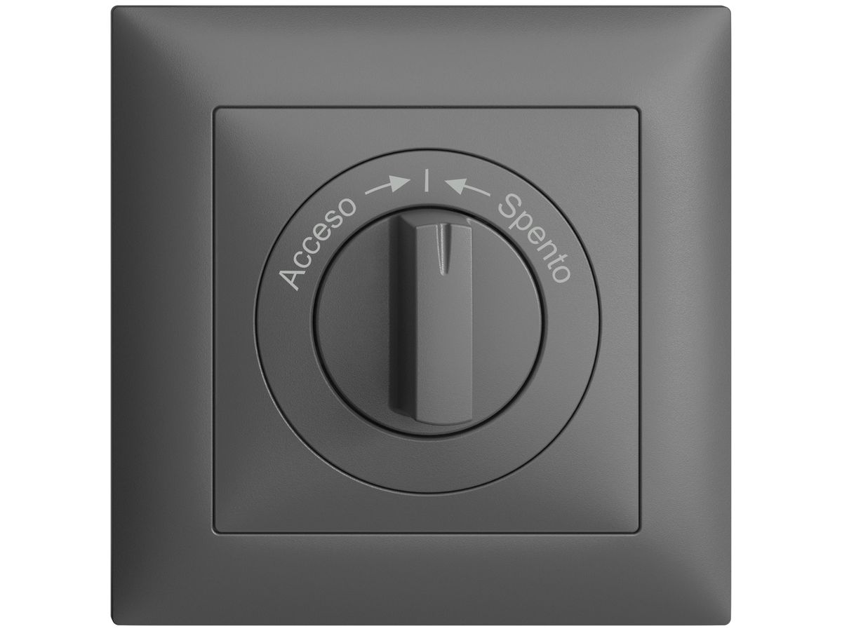 Frontset Acceso->I<-Spento EDIZIOdue dunkelgrau 88×88mm für Drehschalt