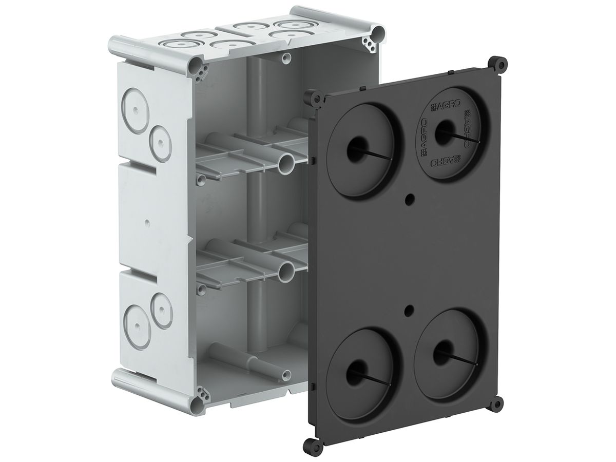 UP-Einlasskasten AGRO 3×2 650°C mit Schutzdeckel, M20/25, grau