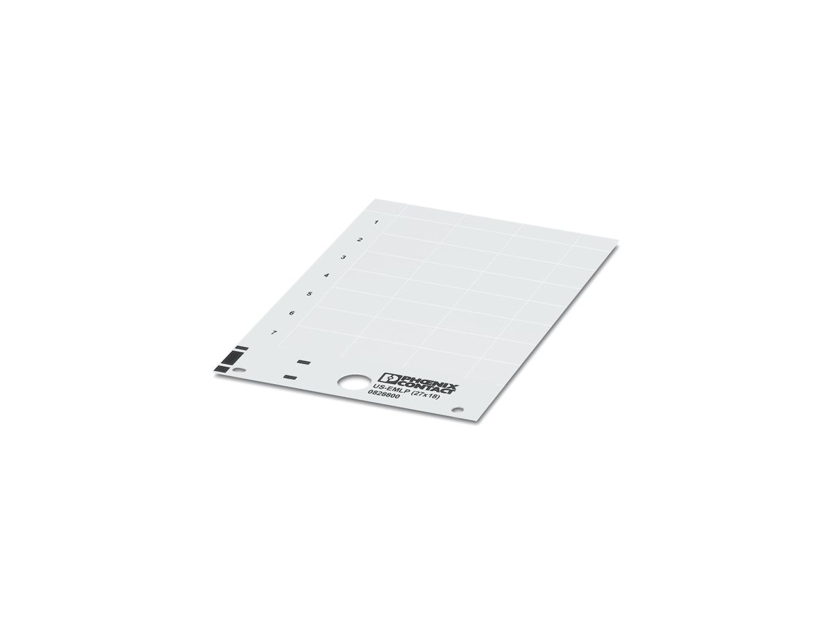 Kunststoffschild US-EMLP weiss 85.6×54mm, selbstklebend