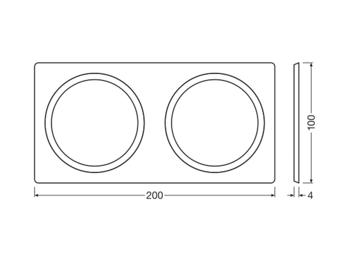 Abdeckplatte LEDVANCE FRAME Stahl 200×100mm 2×Ø68mm silber