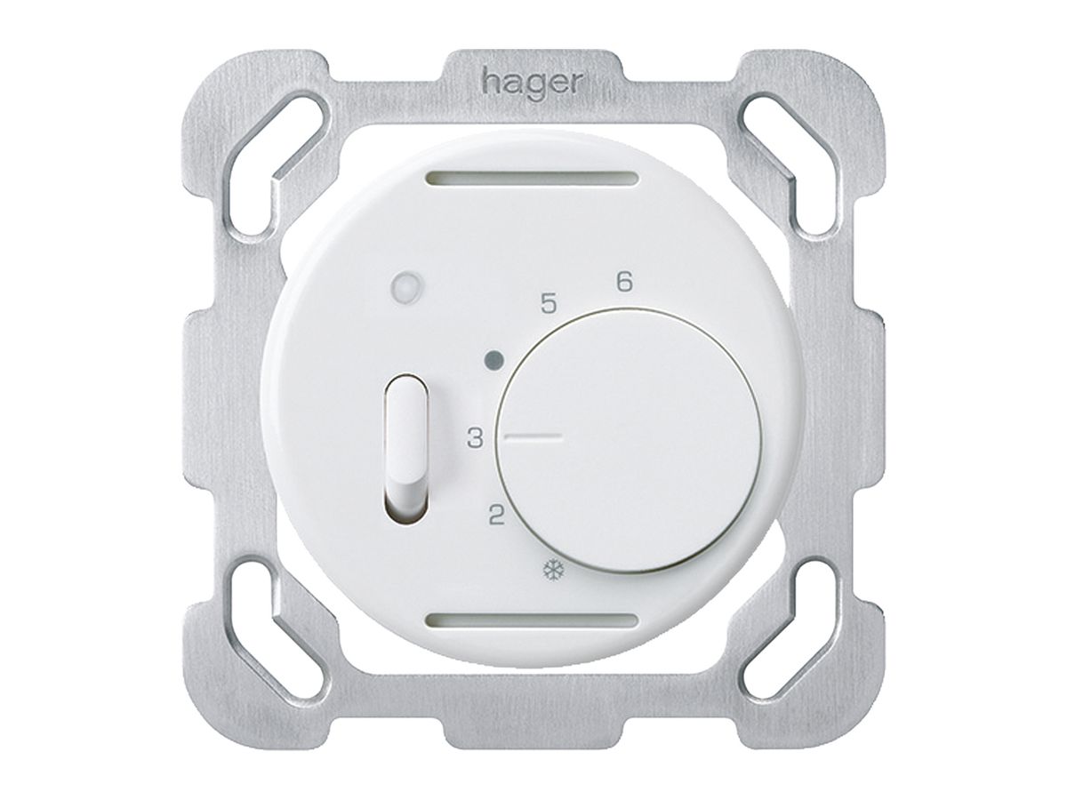 Einsatz zu UP-Raumthermostat basico mit Befestigungsplatte weiss mit Schalter