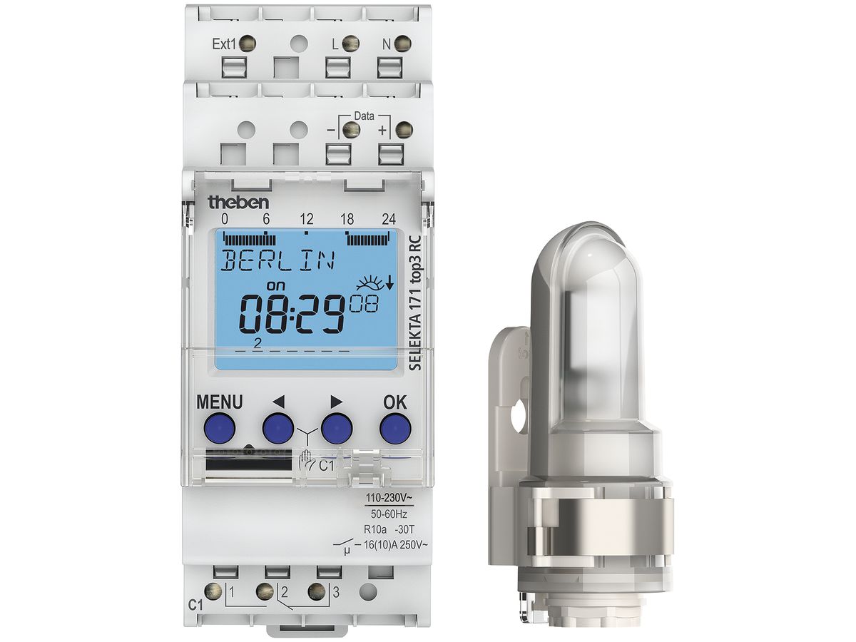 REG-Astro-Schaltuhr digital Theben SELEKTA 171 top3 RC T, mit GNSS-Antenne