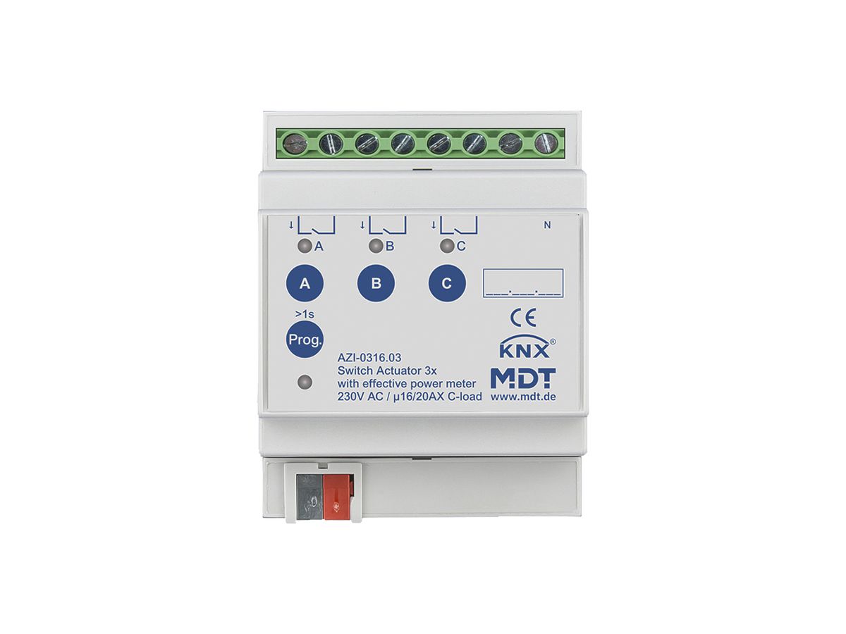 REG-Schaltaktor KNX MDT AZI-0316.03 3-Kan 16A 230VAC 4TE