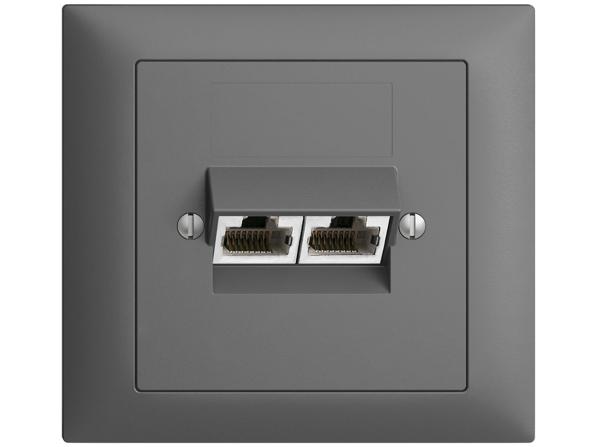 EB-Dose 2×RJ45/s 4P getr. EDIZIOdue dunkelgrau ITplus