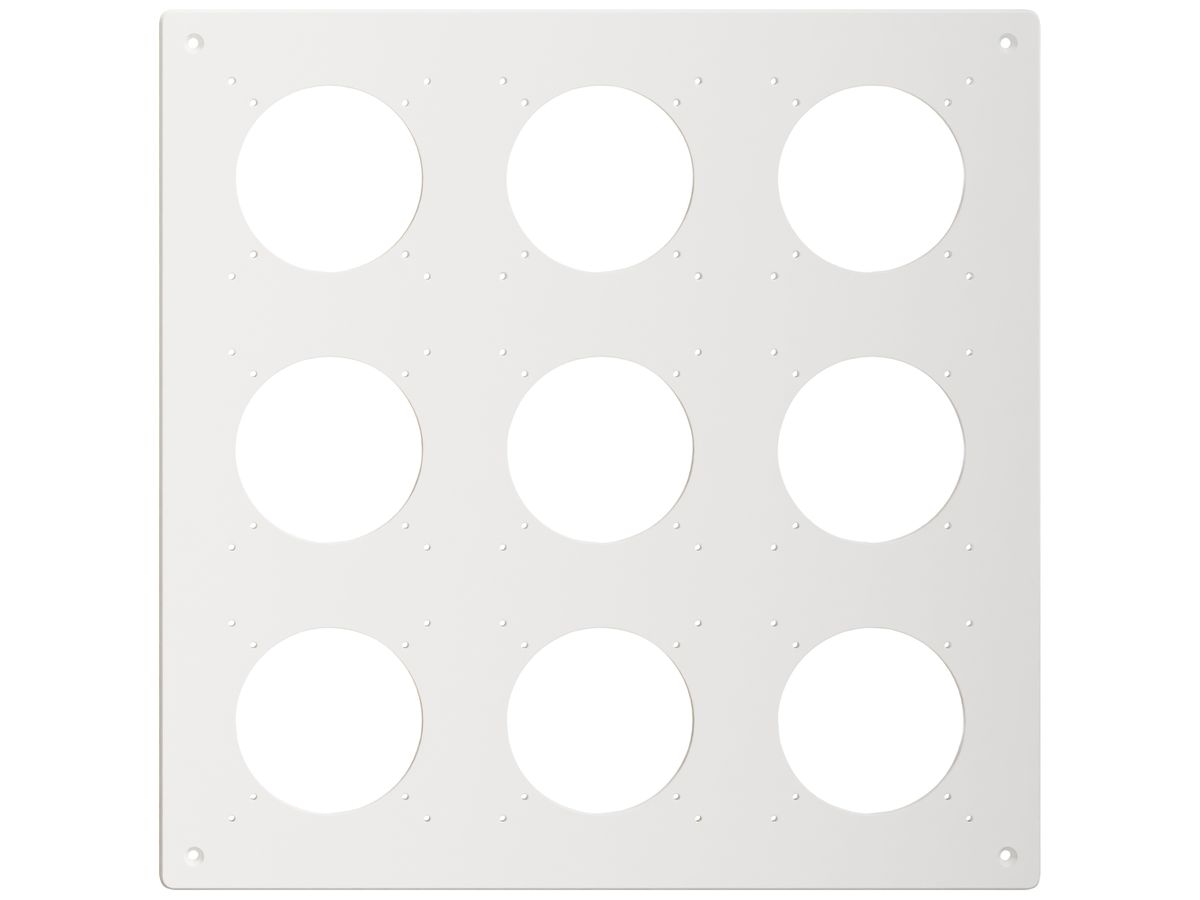 Montageplatte Feller NEVO SNAPFIX® 3×3 Ø69mm 325×325mm weiss