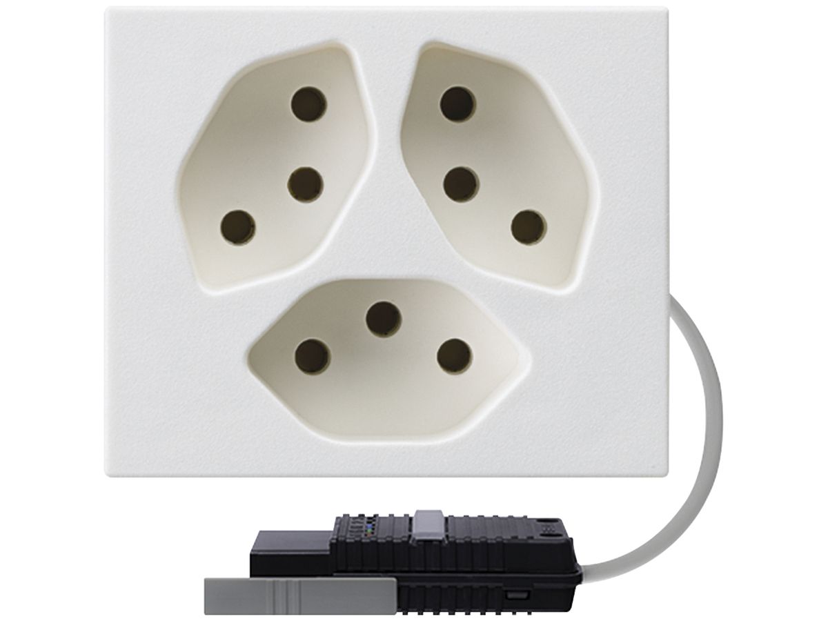 EB-Steckdose 3×Typ 13 FLF weiss mit RK-Adapter 5P L1