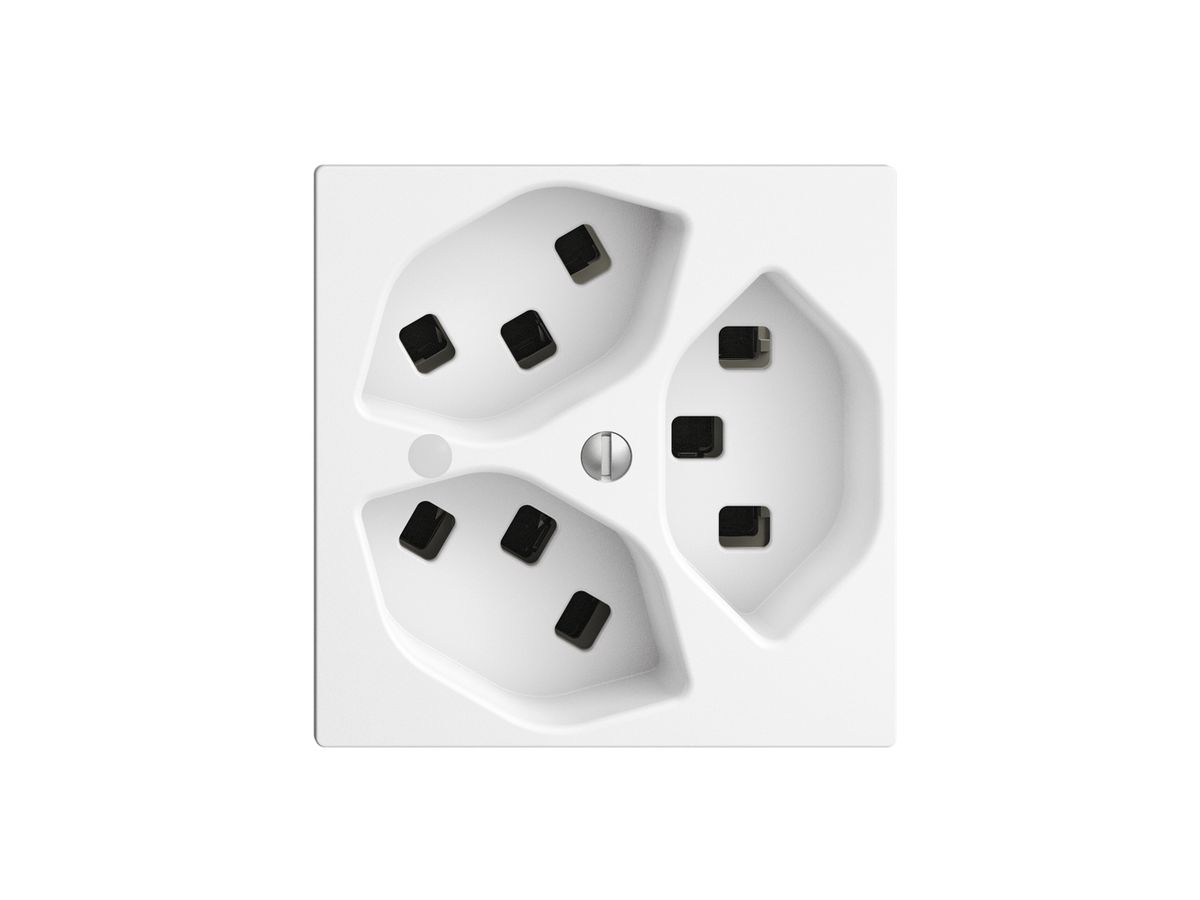 Steckdose EDIZIOdue 3×T23 weiss 16A mit LED grün, Steckklemmen