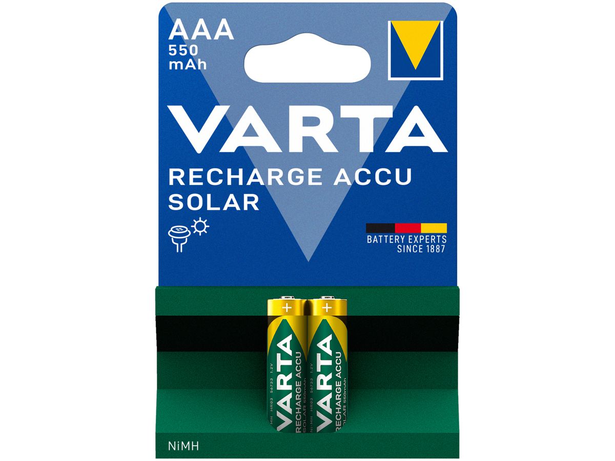 Akku VARTA Solar NiMH HR03/AAA, 0.55Ah Blister à 2 Stück