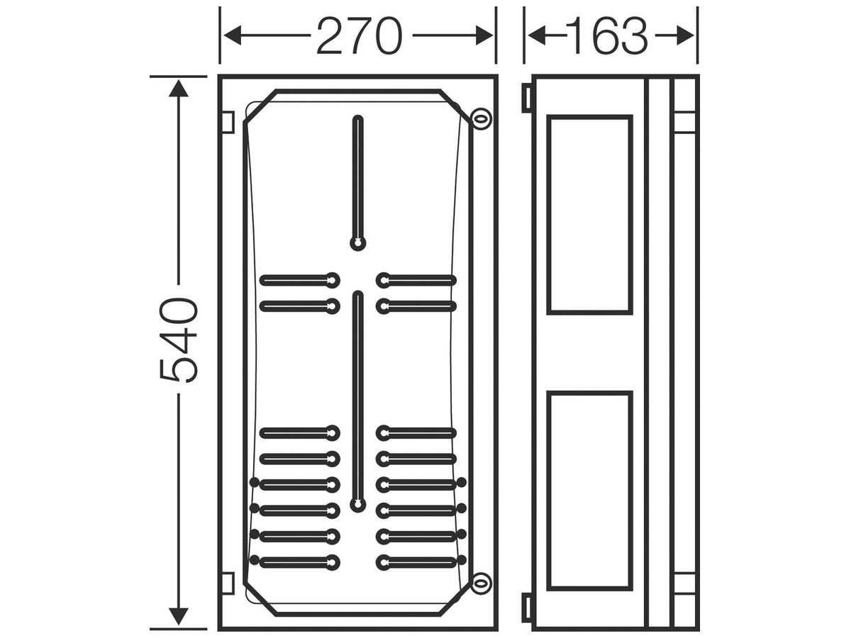 Zählergehäuse leer mit Tür 270×540×186mm ENYSTAR