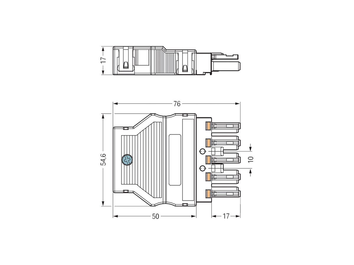 Buchse WAGO 5L 0.5…4mm² schwarz mit Zugentlastungsgehäuse