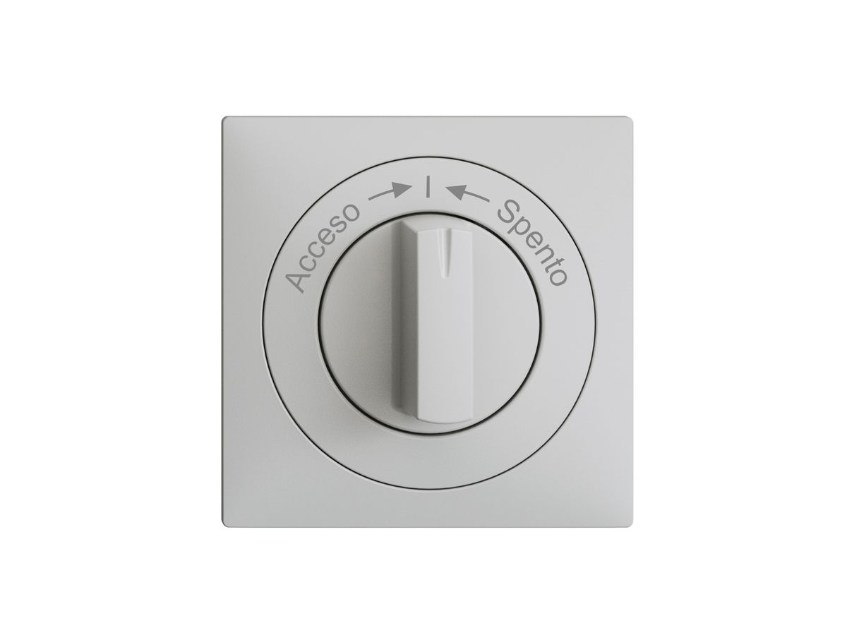 Frontset Acceso->I<-Spento EDIZIOdue hellgrau 60×60mm für Drehschalter