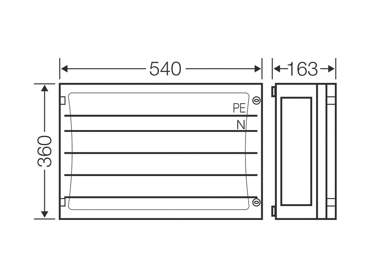 AP-Sammelschienengeh.2×5L 10/16 Einheiten, Türe, IP65 ENYSTAR
