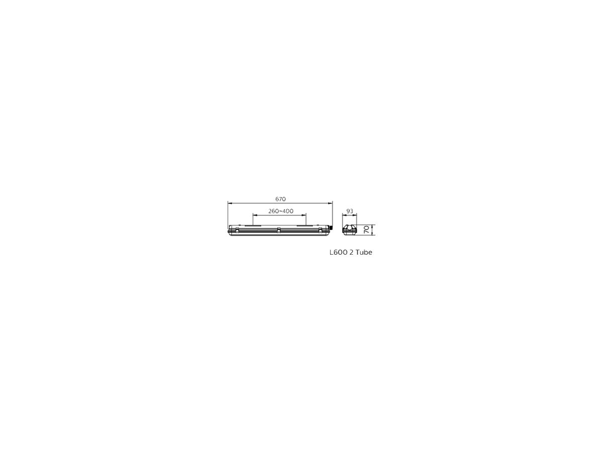 Feuchtraumleuchte Philips Ledinaire 2×G13 IP65 670×93×70mm grau