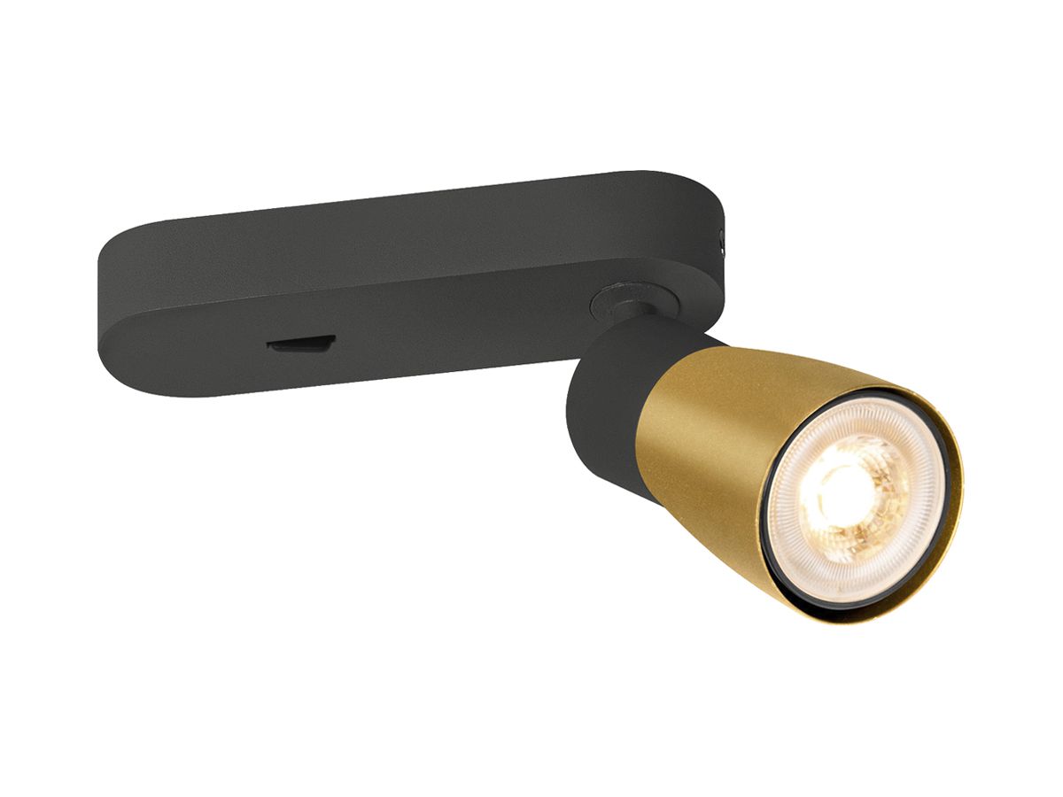 Spot SLV PURI 2.0 Dome CW GU10 1×6W DIM Ø55×150×87mm schwarz/gold