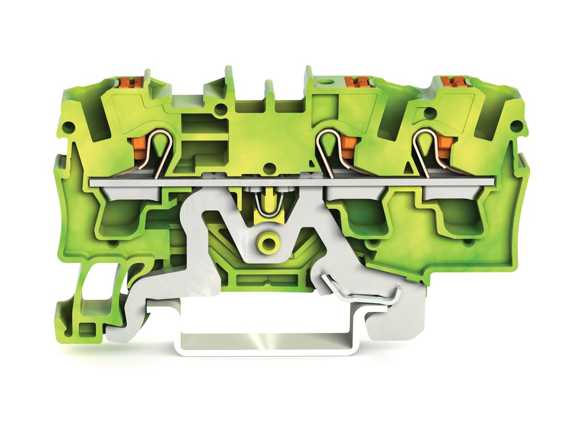 Schutzleiterklemme WAGO TOPJOB-S 4mm² 3L grün/gelb Serie 2204