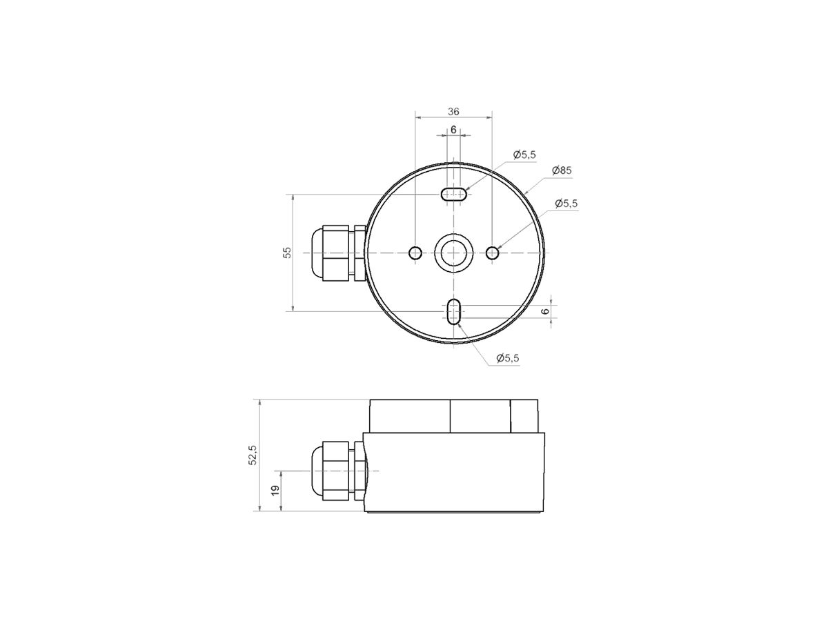 Adapter WERMA Midi BM, für Signalsäule, Kabelverschraubung, grau
