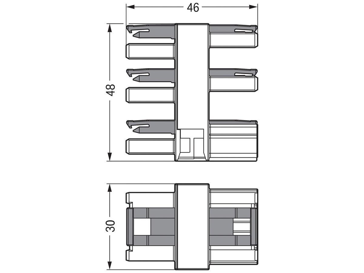 Verteilerblock WAGO Winsta 770 3L 1 Stecker/5 Buchsen, schwarz