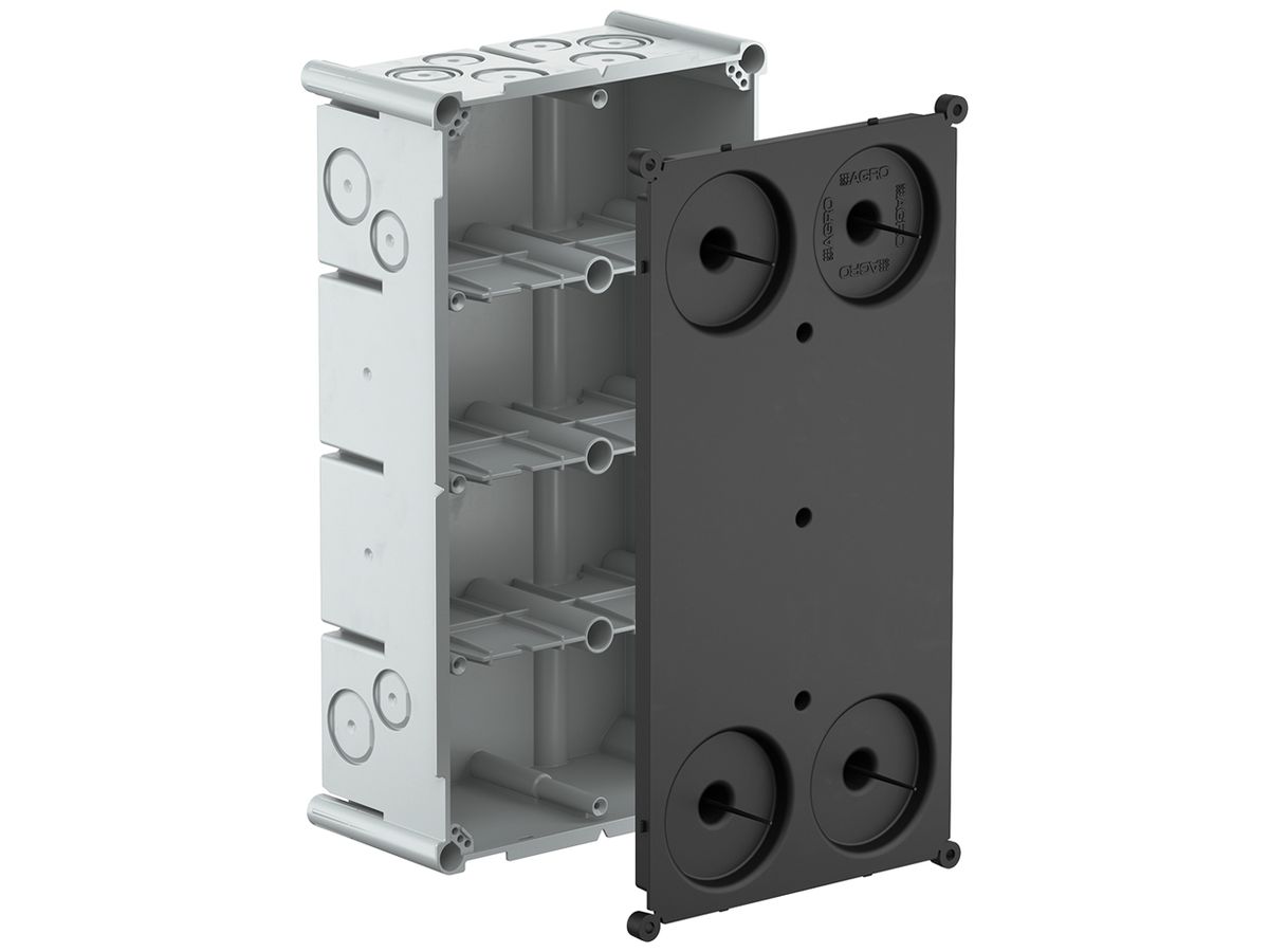 UP-Einlasskasten AGRO 4×2 650°C mit Schutzdeckel, M20/25, grau