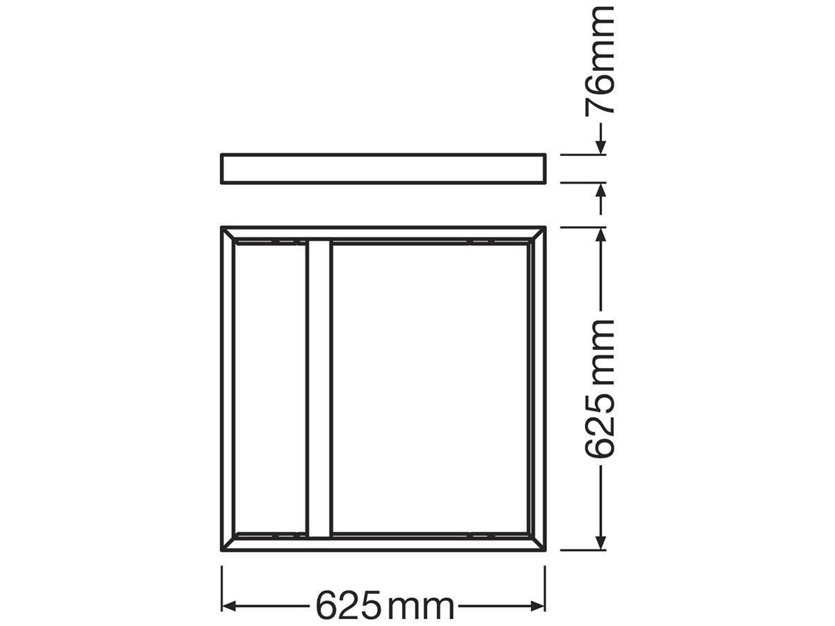Anbaurahmen LEDVANCE PANEL 625 Aluminium 625×625×76mm schwarz